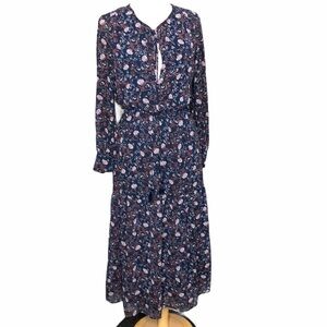 WAYF prairie style floral ruffle hem midi dress